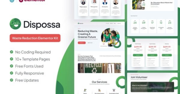 Dispossa – Waste Reduction Elementor Pro Template Kit
