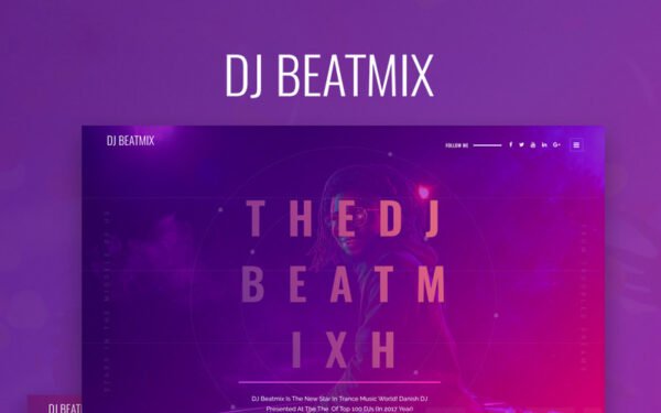 DJ Beatmix – Personal Page WordPress Elementor Theme WordPress Theme