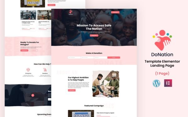 DoNation – NGO and Charity Services Elementor Landing Page Elementor Kit