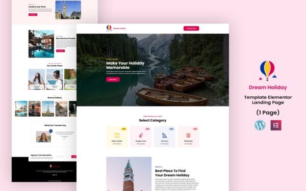 Dream Holidy – Tour and Travel Services Elementor Template Elementor Kit