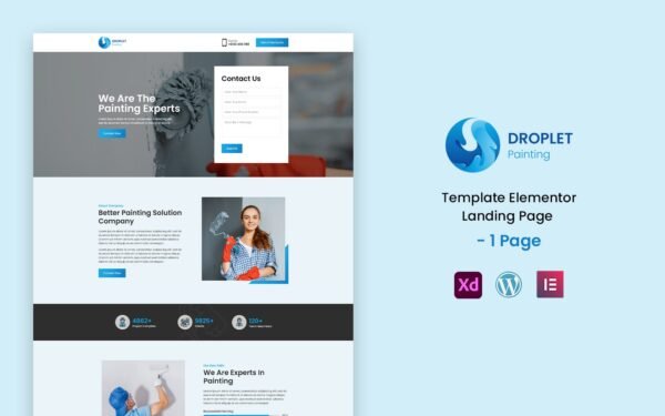 Droplet Painting – Paint Services Ready to use Elementor Landing Page Template Elementor Kit