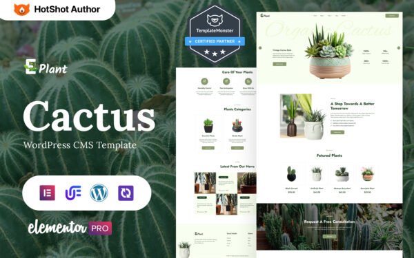 E-plant – Cactus Plant Shop, Landscape And Gardening WordPress Elementor Theme WordPress Theme