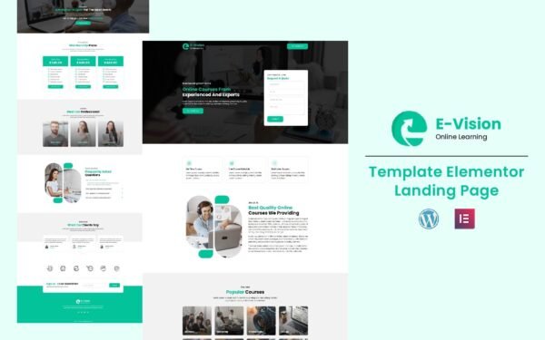 E-Vision – Online Education Elementor Landing Page Elementor Kit