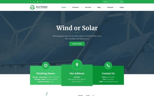 EcoPower – Alternative Power & Solar Energy WordPress Theme
