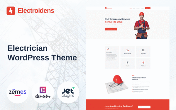 Electroidens – Electrician website with WordPress Elementor Theme WordPress Theme