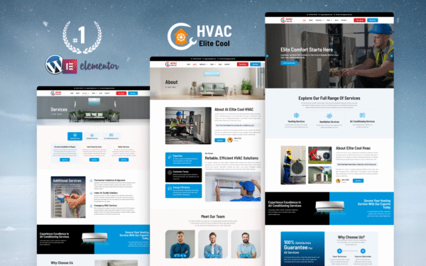 Elite Cool HVAC AC Repair Template Kit Elementor Kit