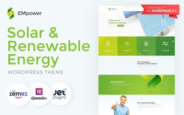 EMpower – Solar & Renewable Energy WordPress Elementor Theme WordPress Theme