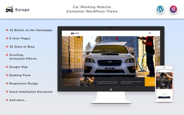 Europe – Car Washing Website Elementor WordPress Theme