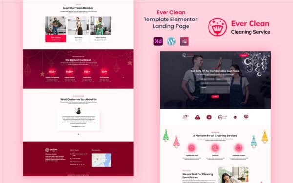 Ever Clean – Cleaning Services Ready to Use Elementor Landing Page Template Elementor Kit