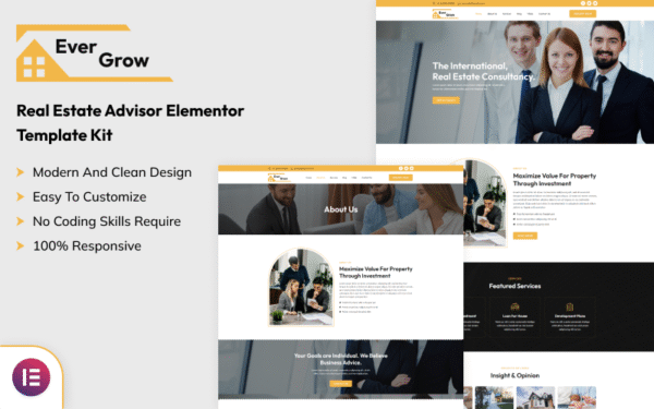 Ever Grow – Real Estate Advisor Elementor Template Kit Elementor Kit