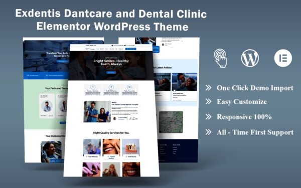 Exdentis Dantcare and Dental Clinic Elementor WordPress Theme
