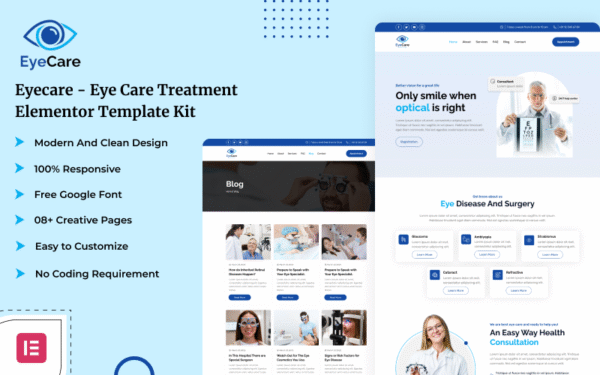 Eyecare – Eye Care Treatment Elementor Template Kit Elementor Kit