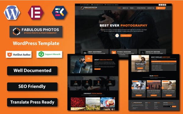 Fabulous Photos – Stock Photo & Photography WordPress Elementor Template WordPress Theme