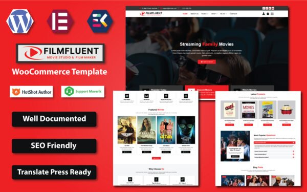 Film Fluent – Movie Studio & Film Maker WooCommerce Elementor Template WooCommerce Theme