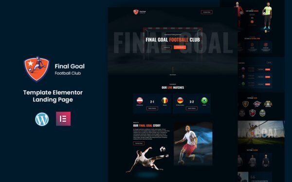 Final Goal – Football Sports Elementor Landing Page Template Elementor Kit