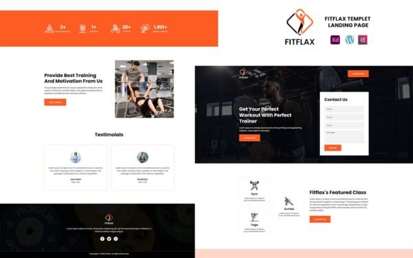 Fitflax Fitness Services Ready to Use Elementor Landing Page Template Elementor Kit