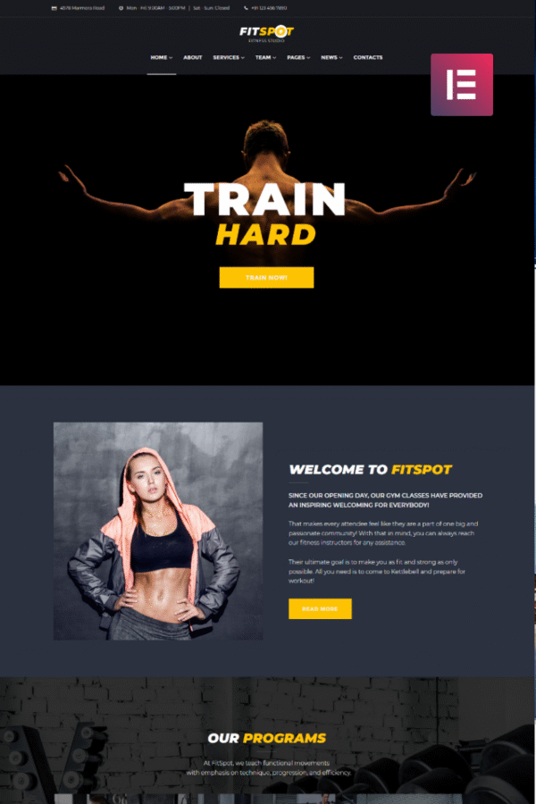 FitSpot – Fitness Studio WordPress Elementor Theme WordPress Theme