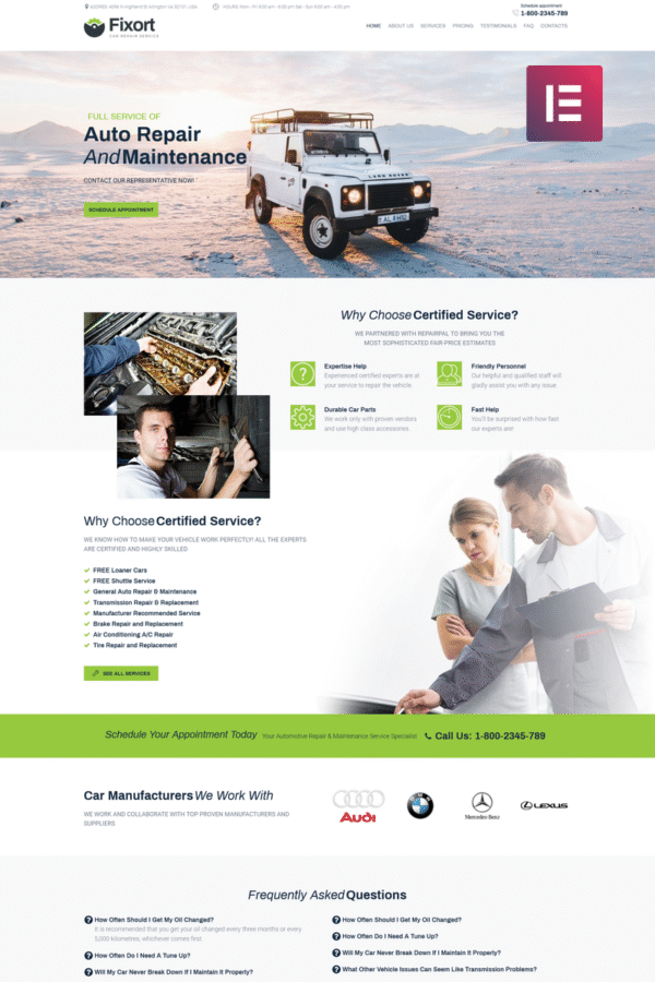 Fixort – Car Repair Service WordPress Elementor Theme WordPress Theme