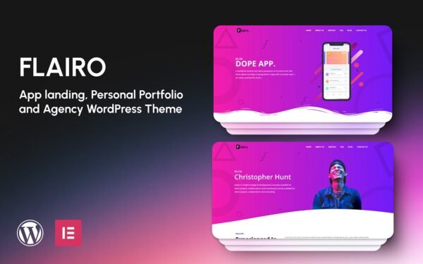 Flairo – App landing, Personal Portfolio and Agency WordPress Elementor Theme WordPress Theme