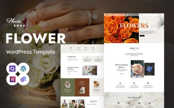 Flower Shoop – Elegant Flower Shop, Wedding Flowers & Decoration WordPress Elementor Theme WordPress Theme