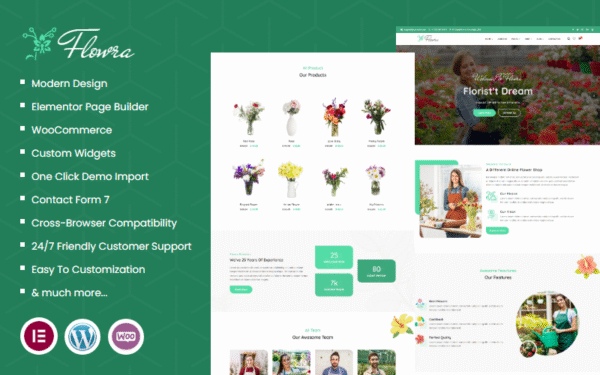 Flowra – Flower Shop WooCommerce WordPress Theme WooCommerce Theme