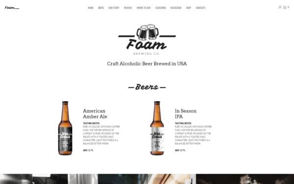 Foam – Beer Pub ECommerce One Page Modern Elementor WooCommerce Theme