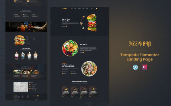 Foodland – Hotel and Restaurant Services Elementor One Page Template Elementor Kit