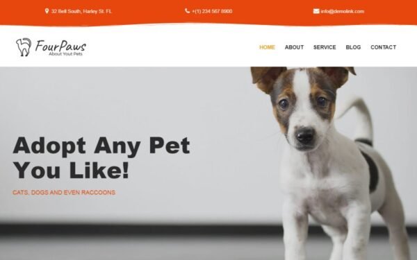 Four Paws – Pet Services Multipurpose Classic WordPress Elementor Theme WordPress Theme