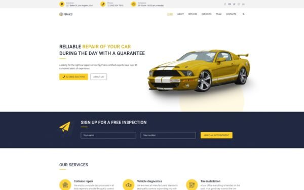 Fraks – Car Repair Multipurpose Classic WordPress Elementor Theme WordPress Theme