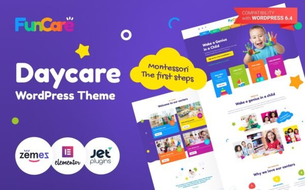 FunCare – Bright And Enjoyable Daycare Website Design Theme WordPress Theme