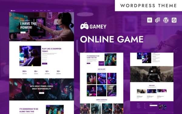 Gamey – Online Gaming Community WordPress Elementor Theme WordPress Theme