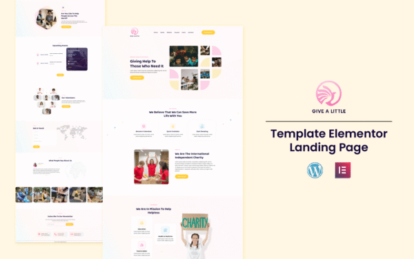 Give a Little – NGO and Charity Services Elementor Landing Page Elementor Kit