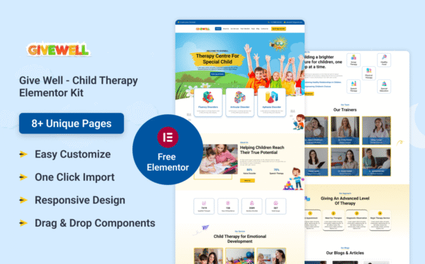 Give Well – Child Therapy Elementor Kit