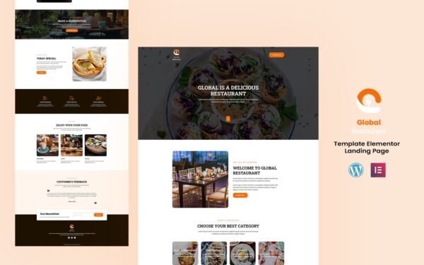 Global Restaurant – Restaurant Services Elementor Landing Page Elementor Kit
