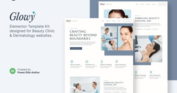 Glowy – Beauty Clinic & Dermatology Elementor Template Kit