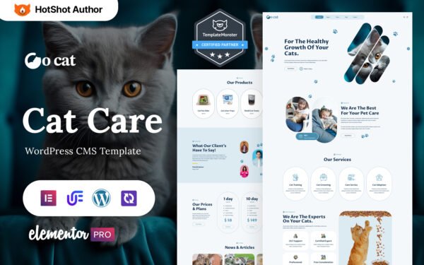 Go Cat – Pet Care And Grooming WordPress Elementor Theme WordPress Theme