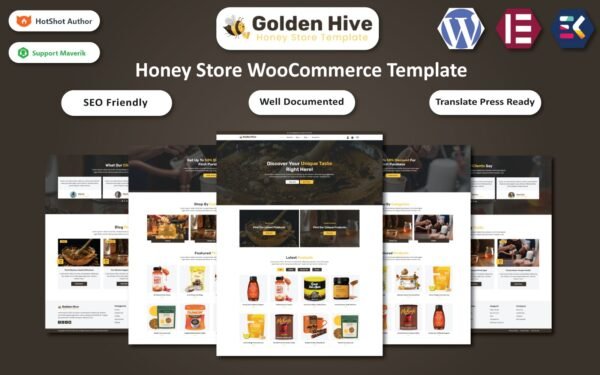 Golden Hive – Honey, Herbal Tea, and Coffee Store WooCommerce Elementor Template WooCommerce Theme