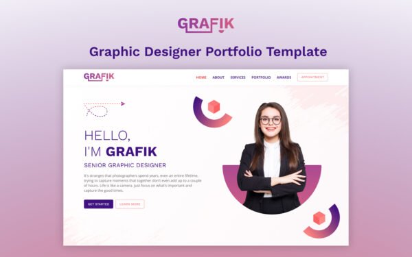 Grafik: Onepage Elementor Graphic Designer Portfolio Template Elementor Kit