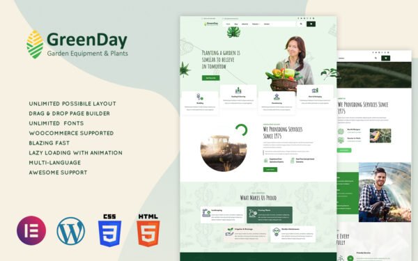 Greenday – Agriculture & Gardening WordPress Theme