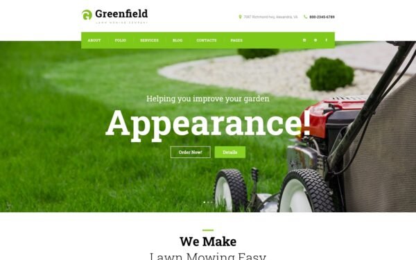 GreenField – Lawn Mowing Company Responsive WordPress Theme