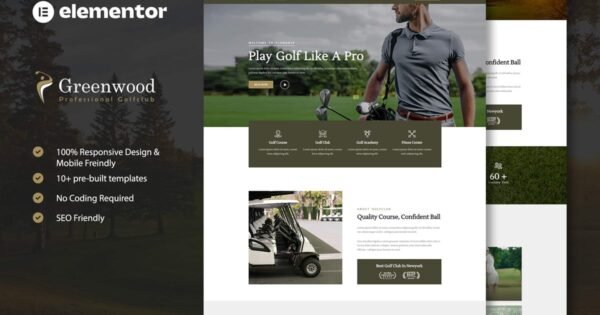Greenwood – Golf Club & Academy Elementor Template Kit