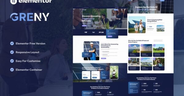 Greny – Solar & Renewable Energy Elementor Template Kit
