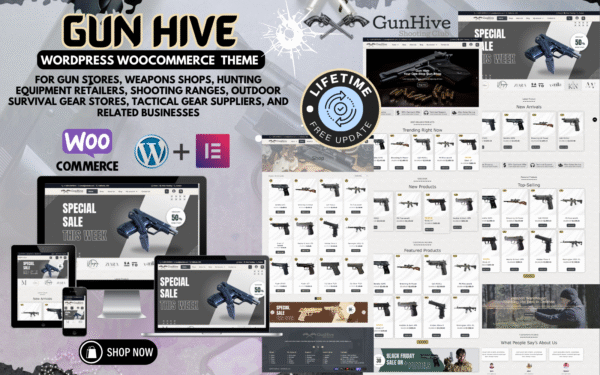 Gun Hive – Gun Shops, Weapon Stores, and Shooting Clubs WooCommerce ElementorTheme WooCommerce Theme