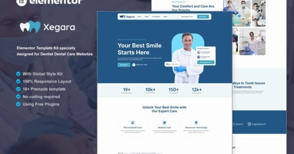 Xegara – Dentist Dental Care Elementor Template Kit