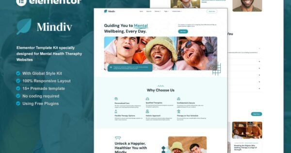 Mindiv – Mental Health Therapy Elementor Template Kit