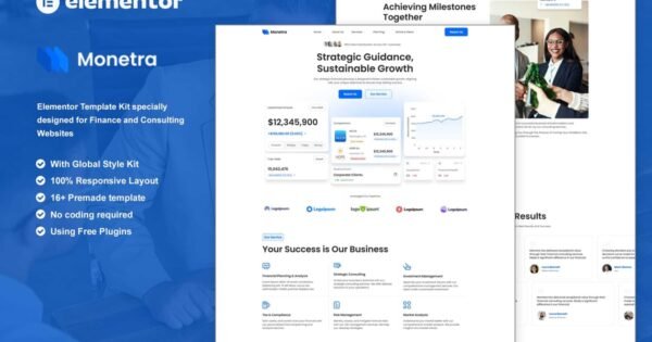 Monetra – Finance and Consulting Elementor Template Kit