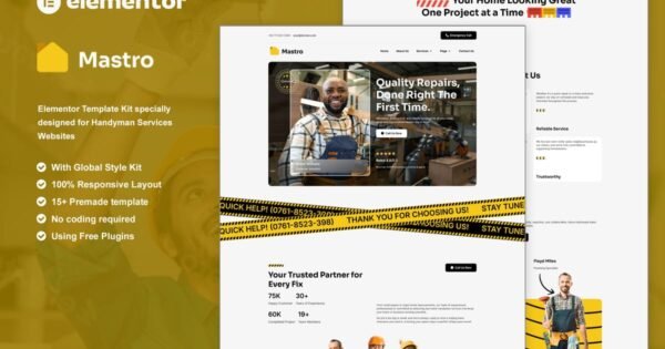 Mastro – Handyman Services Elementor Template Kit