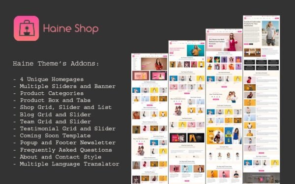 Haine – eCommerce Shop for Fashion, Clothing, and Online Store Free WooCommerce Theme