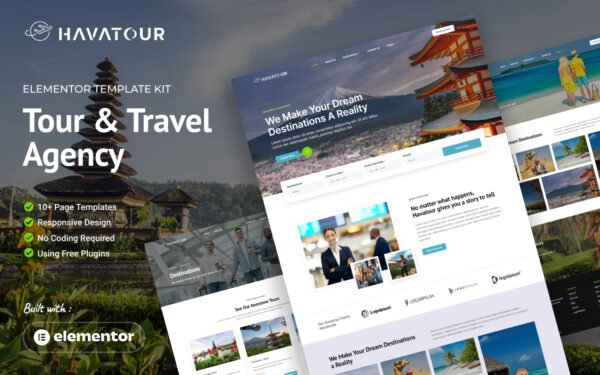 Havatour – Tour & Travel Agency Elementor Template Kit Elementor Kit