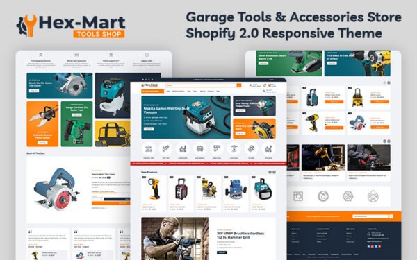 Hexmart – Construction Tools & Equipment Store Multipurpose Shopify 2.0 Responsive Theme Shopify Theme